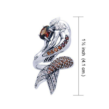 Amazed with the mermaid's beauty ~ Dali-inspired fine Sterling Silver Ring accented with Champagne and White diamonds TRI763 - Jewelry